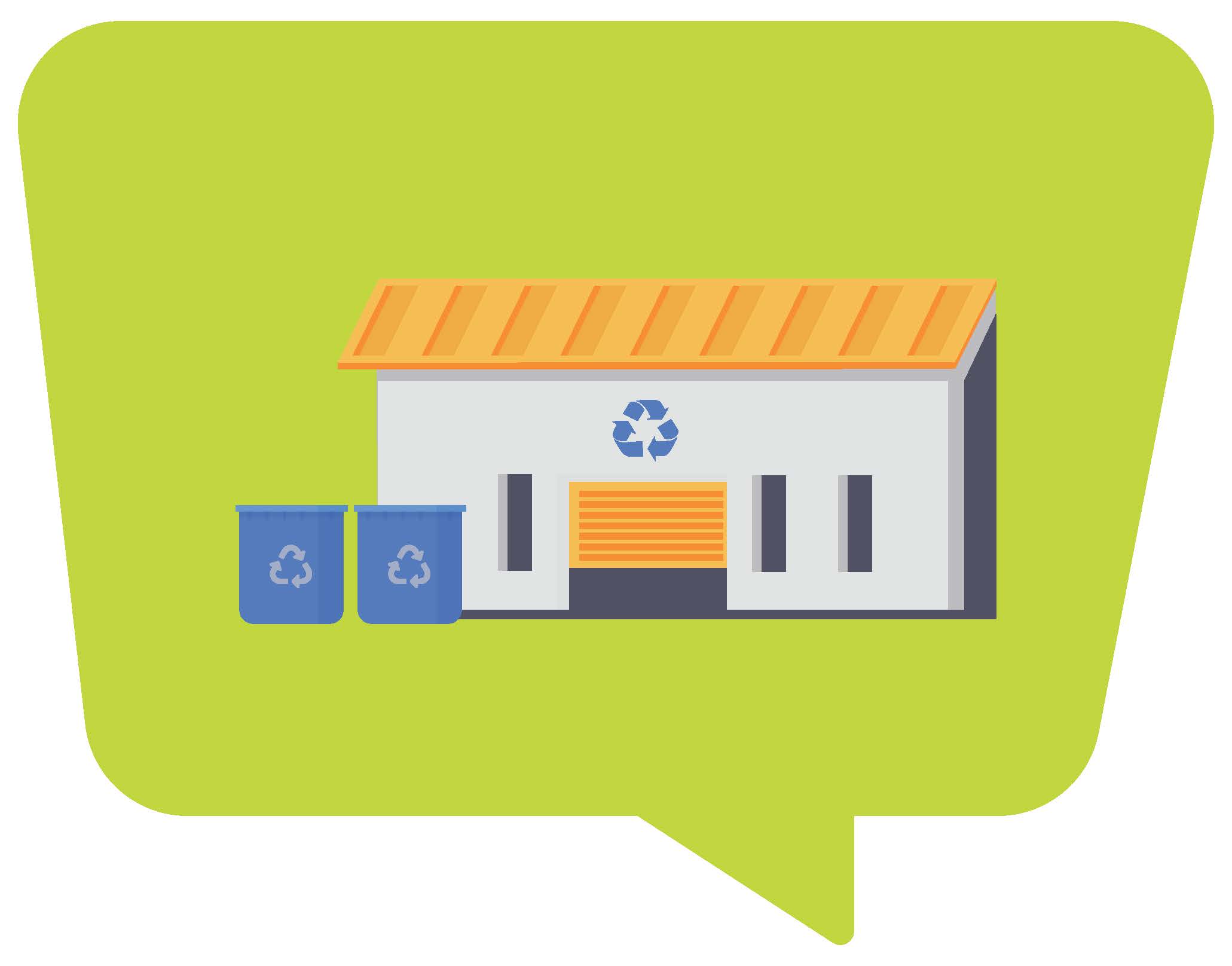 Green speech bubble with recycling depot inside