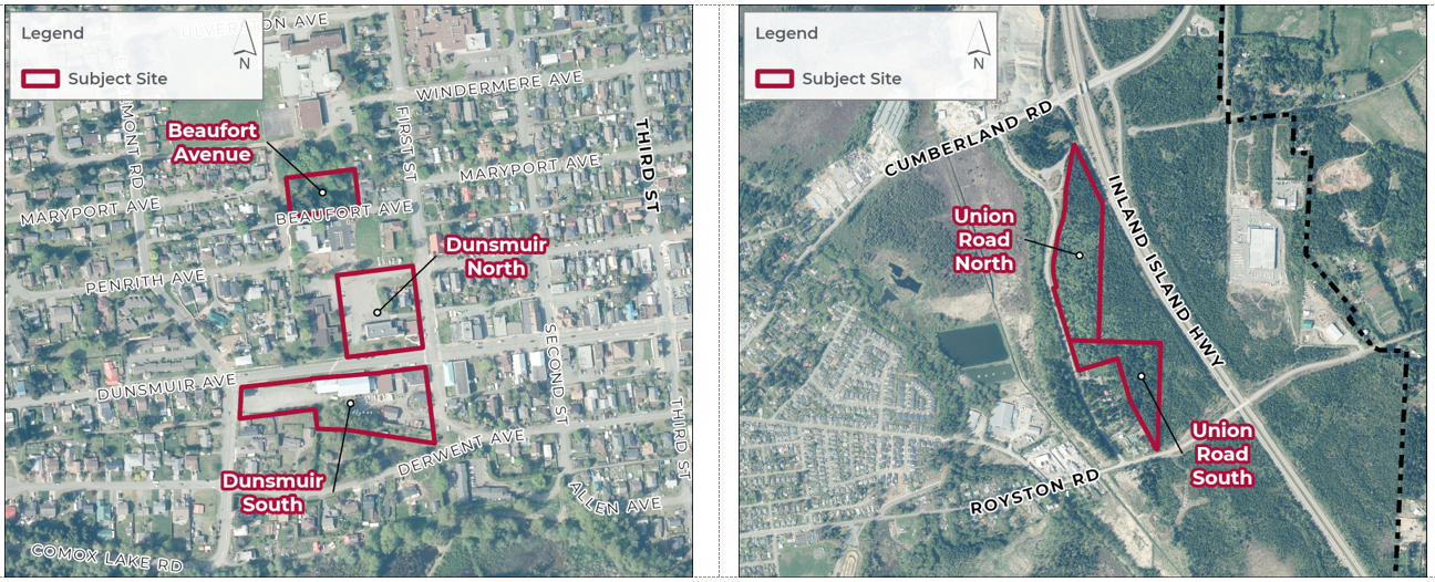 Map showing properties in study area